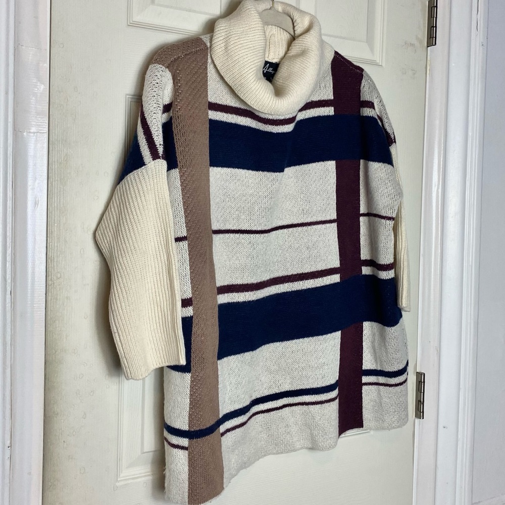 Allegra M turtleneck sweater geometric print euc